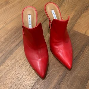 Veronica Beard Red Leather Penn Mules
